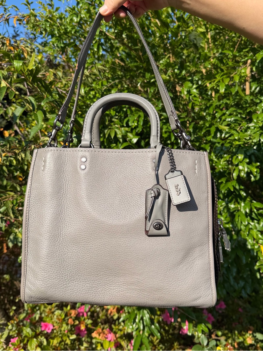 Coach 1941 Rogue 31 Gray Pebble Leather Satchel Shoulder Bag 23755